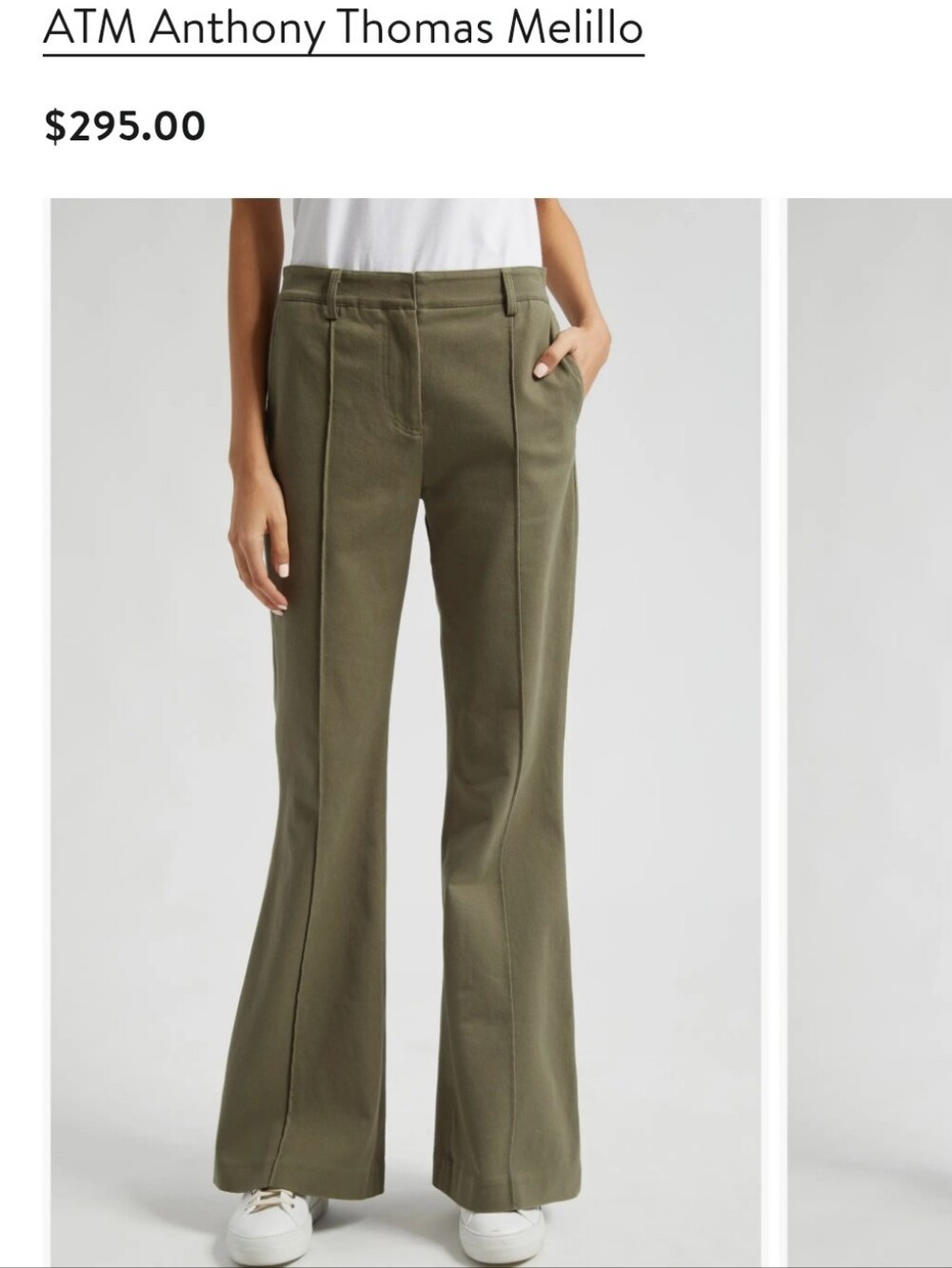 NEW ATM Washed Cotton Twill Flare Pant in Oil Green in Women's Size 8